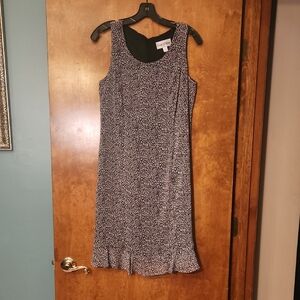 Sag Harbor Black and White Patterned Midi Dress